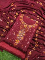 Unstitched Chinon Georgette Three Piece with Heavy Embroidery