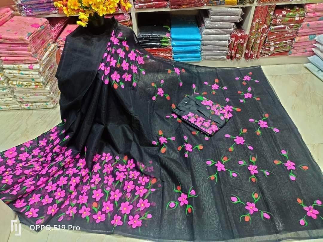 Couple Saree and Panjabi Set in Hand Print, Panjabi 38 to 46