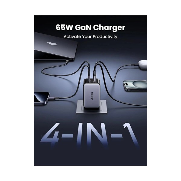 Ugreen Nexode X559 USB & Tri USB-C 65W GaN Black Charger (2 Pin, US)