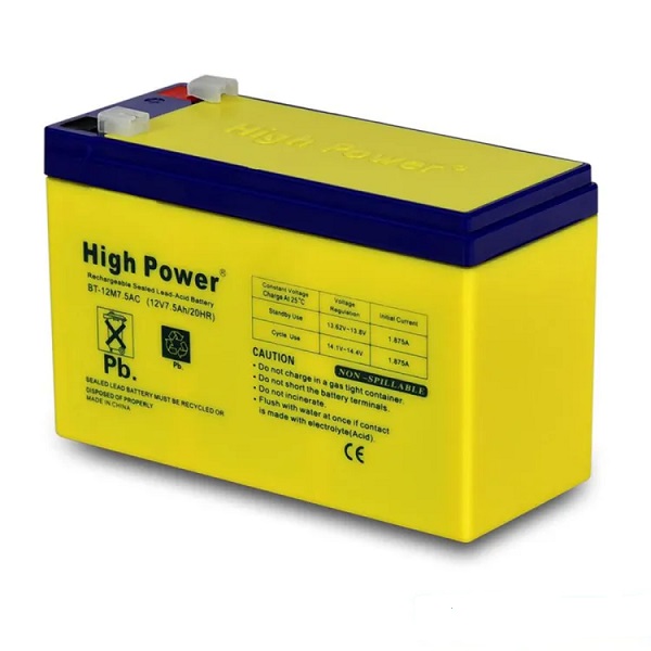 High Power Rechargeable Battery Sealed Lead-Acid Battery 12v.7.5Ah