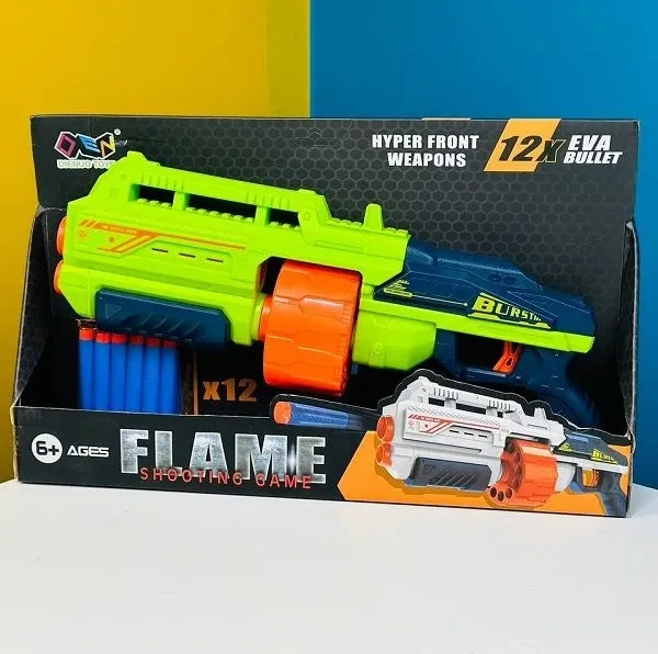 Flame Shooting Game Toy Gun With 12 Eva Soft Bullet