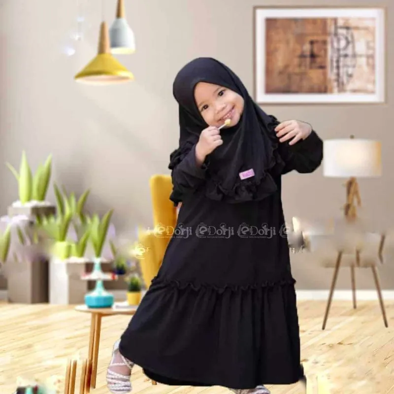 Large Kids Borka with Hijab for Girls, Sizes 36-44