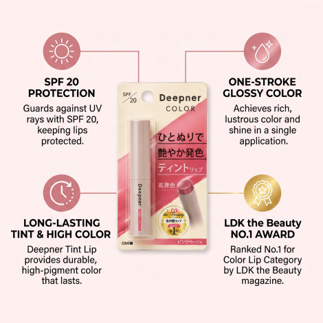 Omi Brotherhood Menturm Deepner Lip Color SPF20 - Pink Beige (Japan)