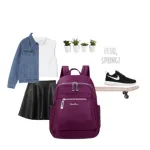 Nylon Backpack Durable Waterproof Casual Shoulder Bag (purple)