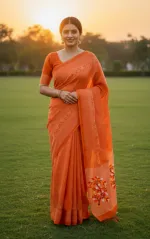 Cotton Screen Print Saree with Running Blouse, 12.5 Haath