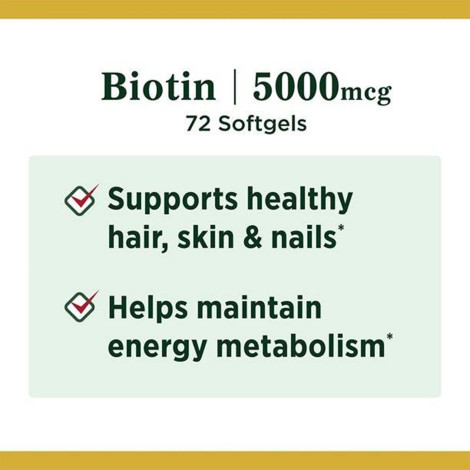 Nature’s Bounty Biotin 5000 mcg 72 Softgels (USA)