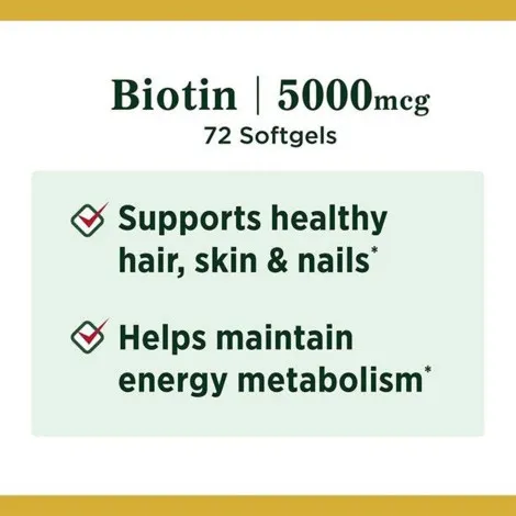Nature’s Bounty Biotin 5000 mcg 72 Softgels (USA)