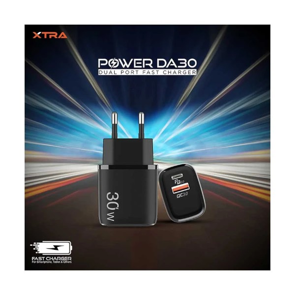 Xtra Power DA30 30W USB & USB-C Black Charger