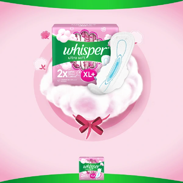 Whisper Ultra Softs Air Fresh Sanitary Pads for Women, XL 30 Napkins