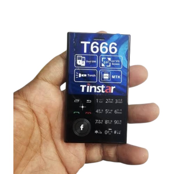 Tinstar T666 Dual sim supported Card phone Black color