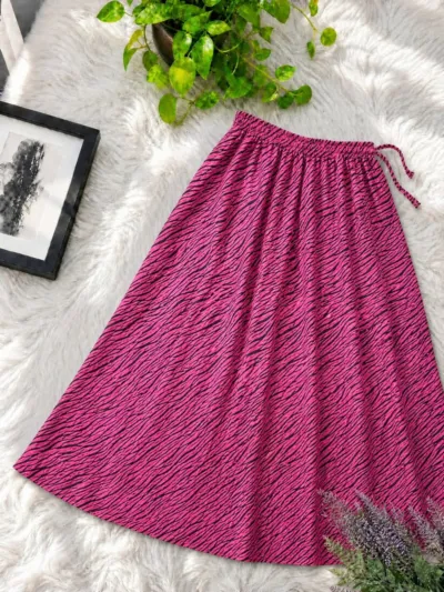 Women's Flared Linen Skirt, 39 Inch Length, Waist 28 to 44