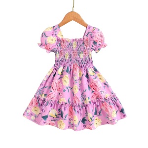 Flower Gown Elegant Floral Fit Dress for Girls with Belt