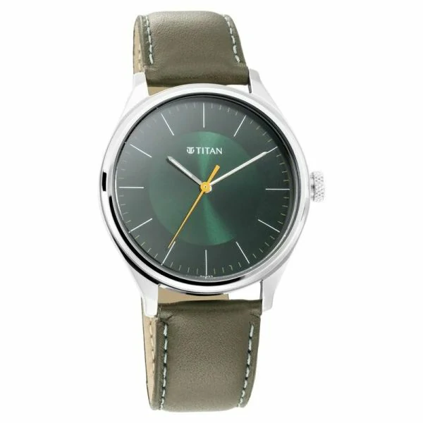 Titan Workwear Men’s Urban Edge Lustrous Green Dial Leather Watch- NP1802SL04