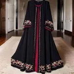 Rose Koti Borka with Embroidery and Attached Koti, Cherry Fabric