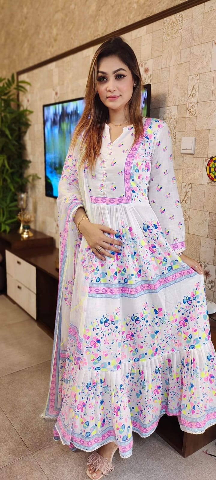 AC Cotton Three Piece with 48+ Inch Kameez, 5 Colours