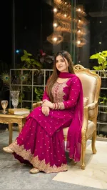 Cotton Garara Dress with Sequin Embroidery and Lace Georgette Orna