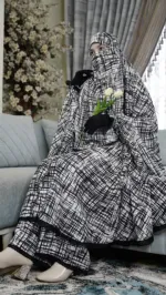 Women's Linen Khimar Set with Niqab and Palazzo