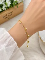 Anti-Tarnish Golden Heart & Crystal Bracelet