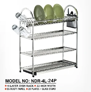 Stainless Steel Dish Rack 4 Layer and 24plates NDR-4L-24P