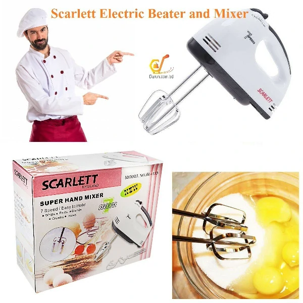 Scarlett - Electric Egg Beater and Mixer for Cake Cream - White