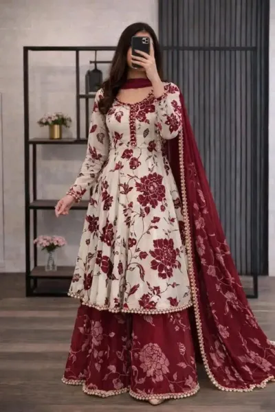 Golap Gown Cotton Three Piece with Print, S to XXL