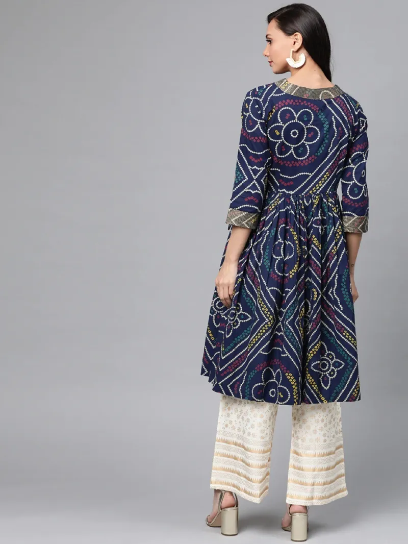 Readymade AC Cotton Printed Kurti with Butterfly Palazzo