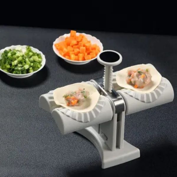 Double Head Automatic Dumpling Maker – Food-Grade ABS Dumpling Press for Dumplings, Momos & Ravioli (Wrap Two at a Time)