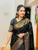 Silk Saree with Screen Print and Matching Blouse, 4 Colours