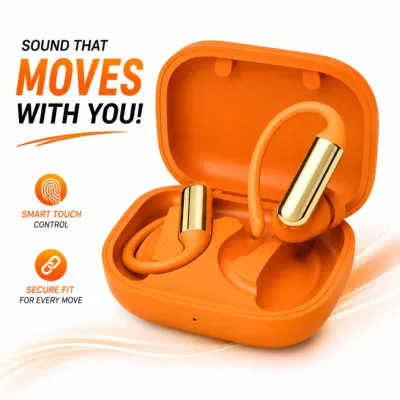 CD001 Open Ear True Wireless Earbuds – Hi-Res Audio Sports Ear-Hook Headphones with ANC Noise Cancelling, Type-C Fast Charging & Long Battery