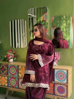 Women's Shamu Silk Three Piece Gown with Sequin and Zari Work