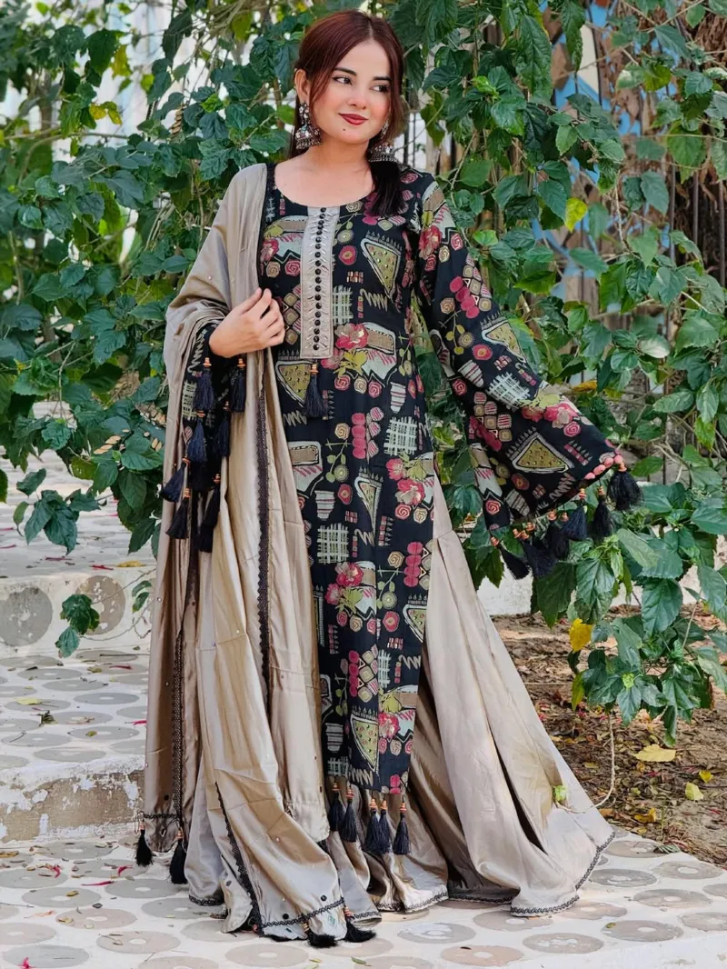 Readymade Digital Print Lace Three Piece, 6 Colours
