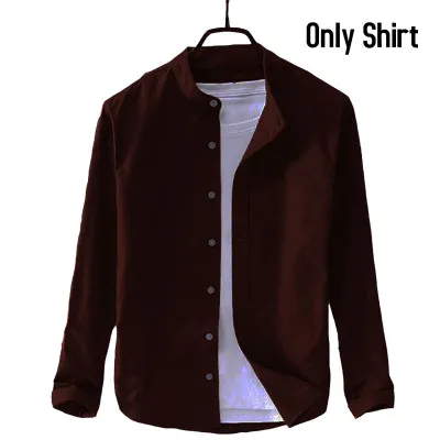 Men's Ban Collar Cotton Shirt-