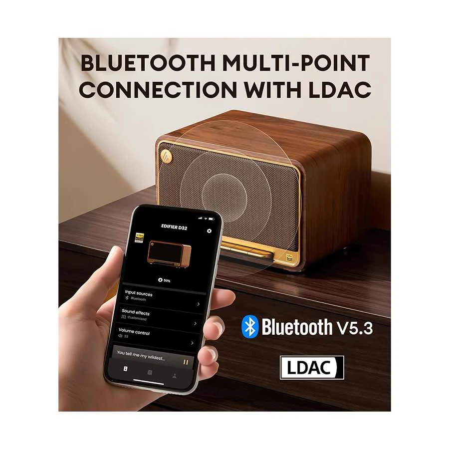 Edifier D32 Portable Bluetooth Brown Tabletop Speaker