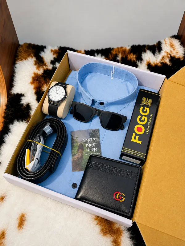 Men's Shirt Combo Gift Package in a Box, Mixed Cotton, 6 Colours
