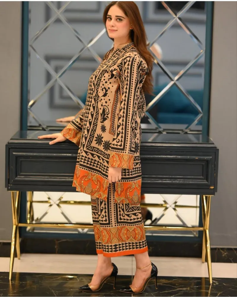 Cotton Silk Digital Print Two Piece, Sizes 36 to 42, 3 Colours