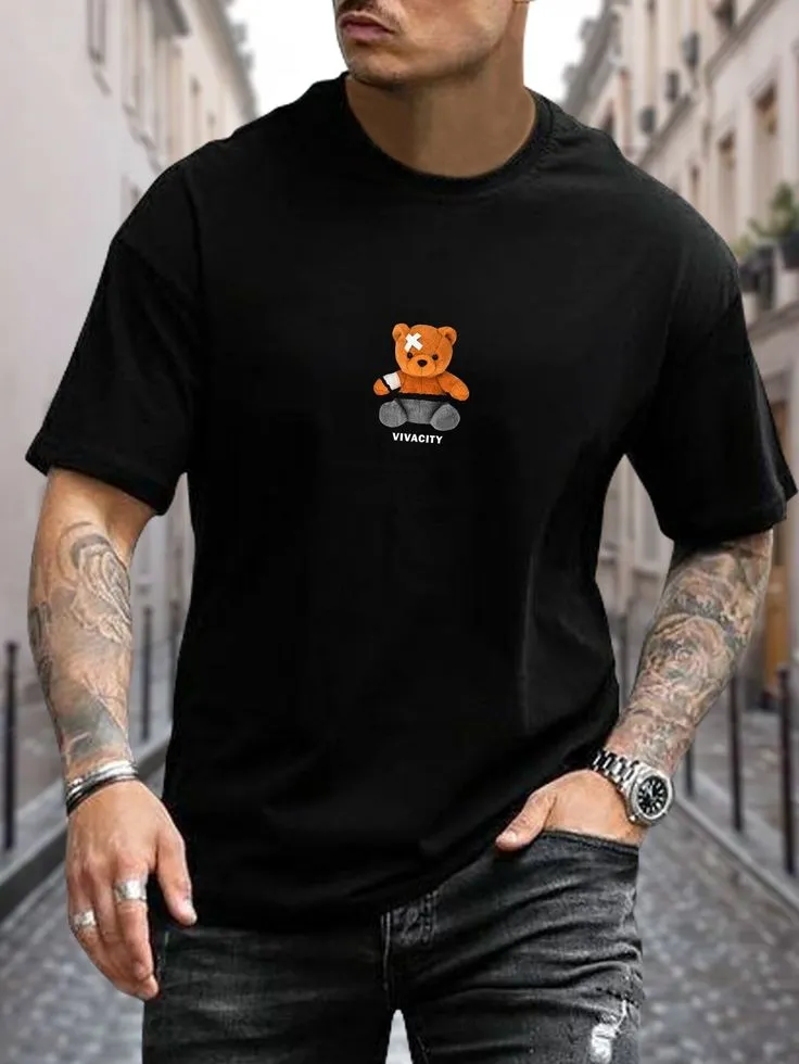 Pure Cotton Drop Shoulder T-Shirt, DTF Print, Unisex, 2 Colours