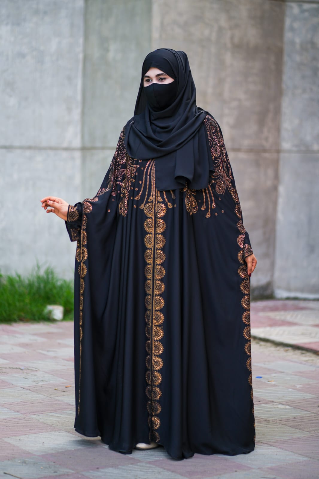 Abaya Full Set with Inner, Koti, Hijab and Stone Work