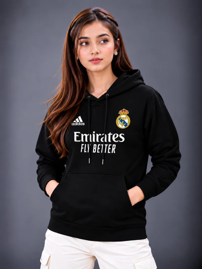 Women's Semi Baggy Pure Cotton Hoodie with DTF Print, 330-350 GSM