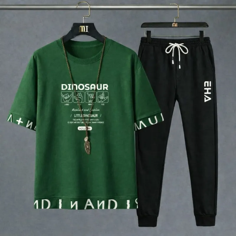 Men's Mesh Fabric Tee and Full Pant Two-Piece Set, 4 Colours