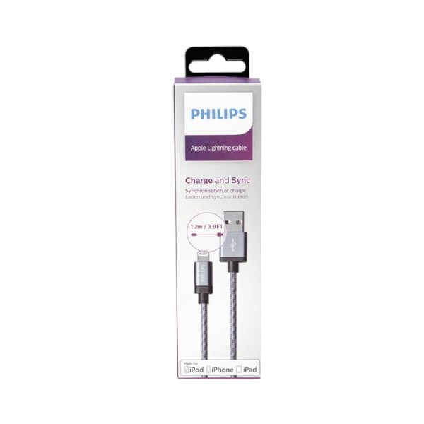 Philips Nylon Braided Lightning Cable, 1.2M