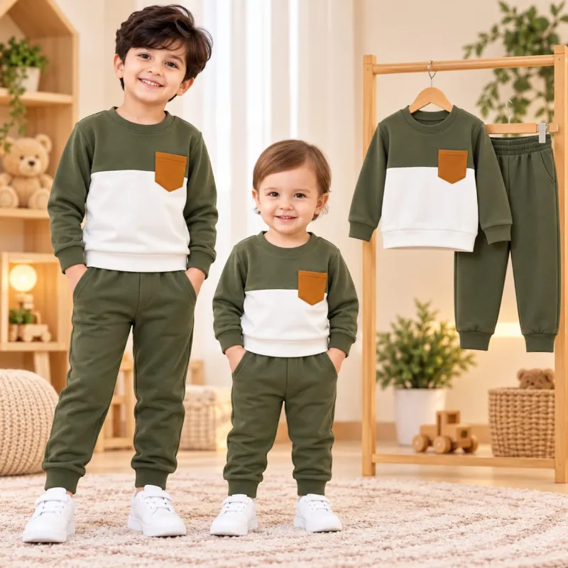 Kids' Brushed Cotton Sweatshirt and Pant Set, 3 Months to 8 Years