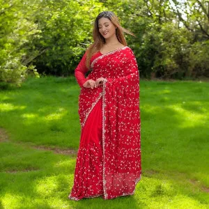 Chinigura Georgette Sequences Embroidery Sharee