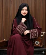 Anzar Embroidery Borka in Cherry Fabric, Free Body Size