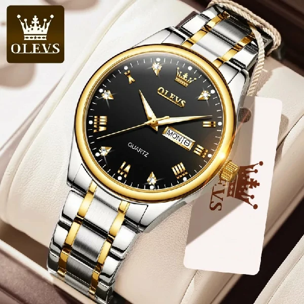 Olevs Luxury Men’s Quartz Watch(Black -White)