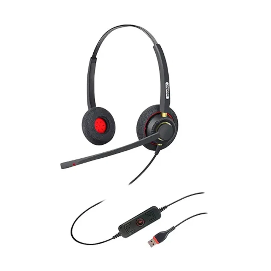 Inbertec UB800DM Wired USB Noise Cancelling Headset Black