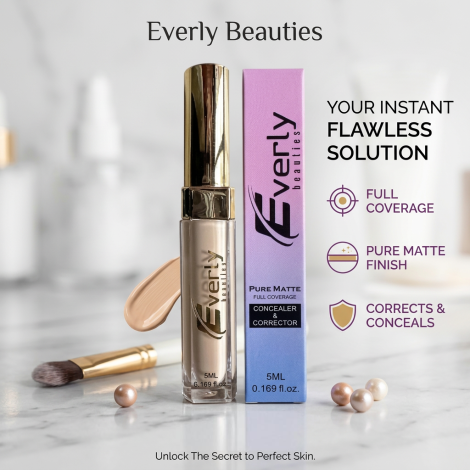 Everly Beauties Pure Matte Full Coverage Concealer & Corrector - Creamy Natural (China)
