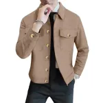 MEN'S Button-Up Shacket Jacket ( Brown+Khaki)