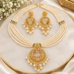 Traditional Gold-Plated Hyderabadi Pearl Sitahar and Jhumka Jewellery Set