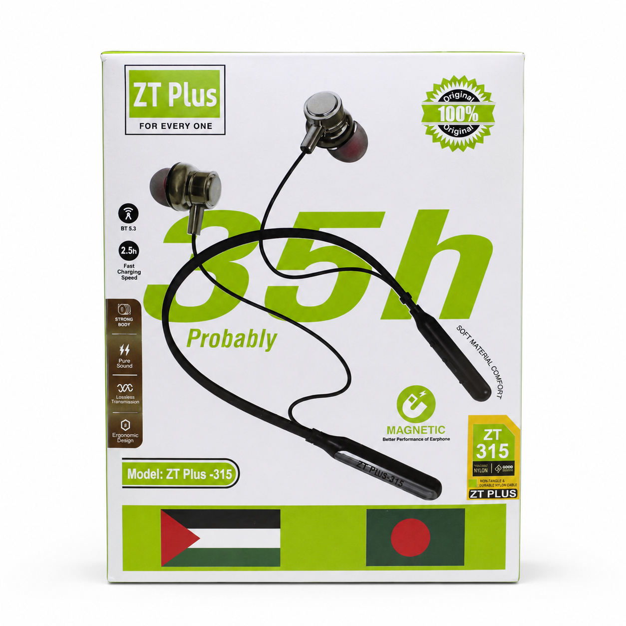 ZT Plus-315 Wireless Neckband Bluetooth Earphone 35H
