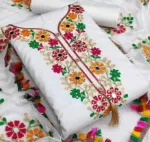 Aari Embroidered Cotton Three Piece, 40 Inch Kameez, 6 Colours
